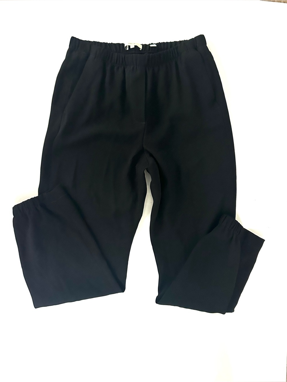 Vince Cropped Crepe Tapered Jogger Trousers S Black Quiet Luxury Elastic EUC